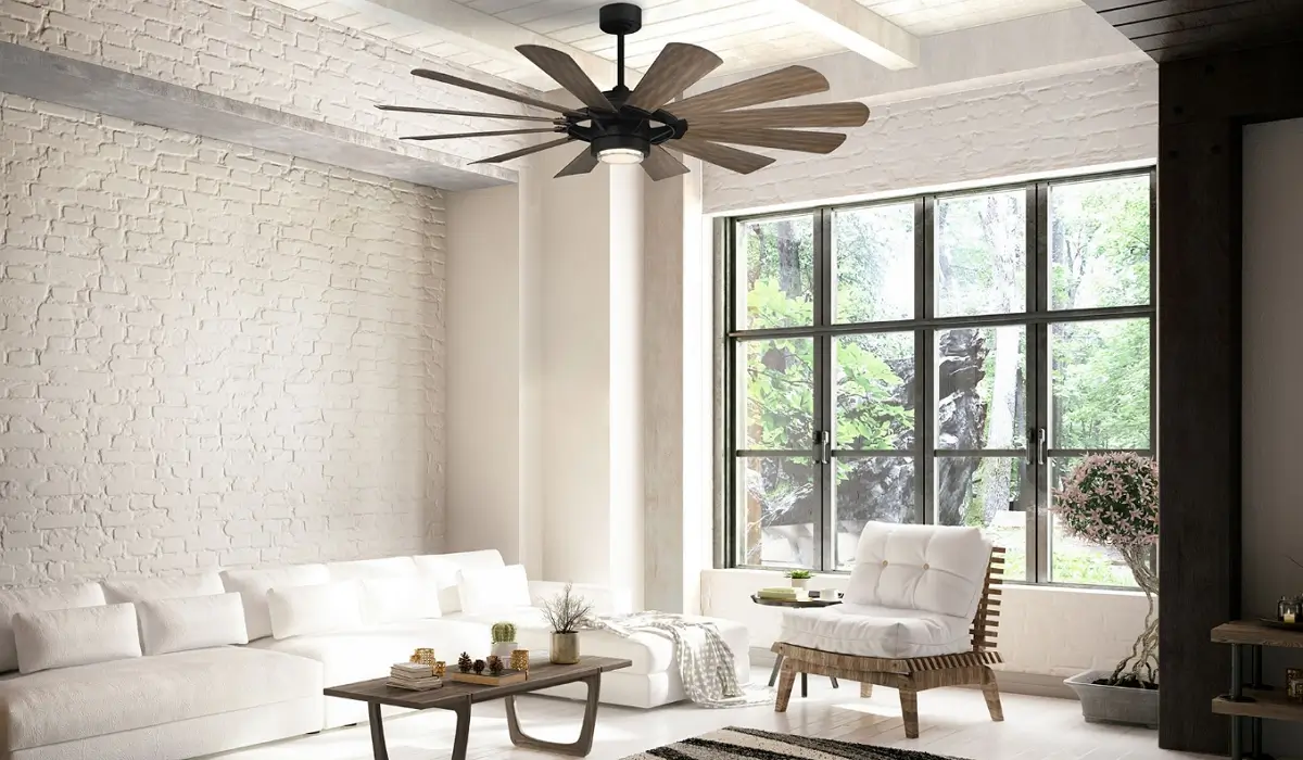70 inch ceiling fan in a light living room