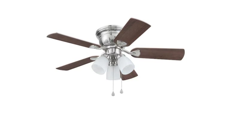 Harbor Breeze Centreville 42-in Brushed Nickel Indoor Flush Mount Ceiling Fan with Light (5-Blade)