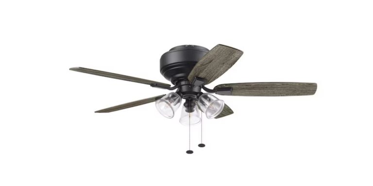 Harbor Breeze Kindleton 52-in Matte Black Indoor Flush Mount Ceiling Fan with Light (5-Blade)